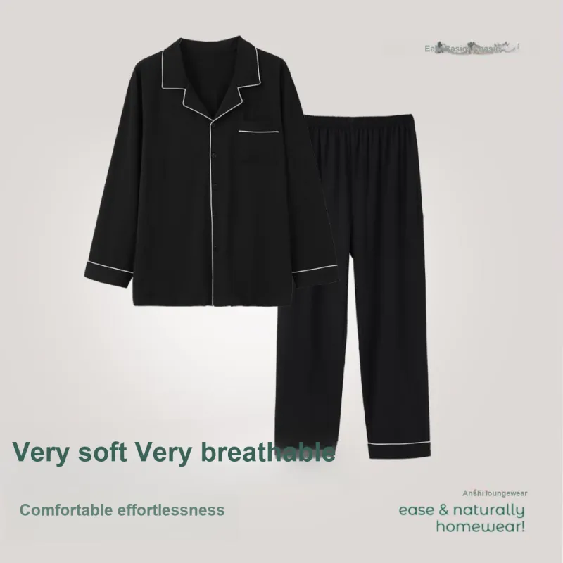 Aannsfam Pajama Set Men's Gift Box Set Basic Black-2