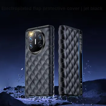 KAREN BURTON Genuine Leather Material Flap Diamond Pattern Smart View Window Phone Case Compatible Huawei Mate 6