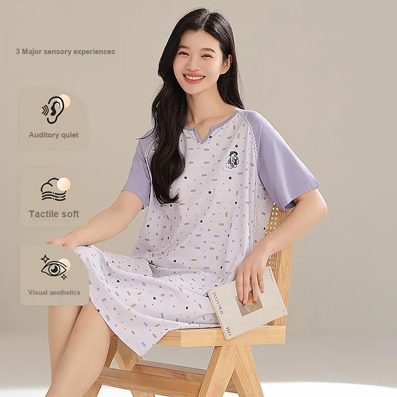 XIAFENYAN Nightgown Women's Purple-1