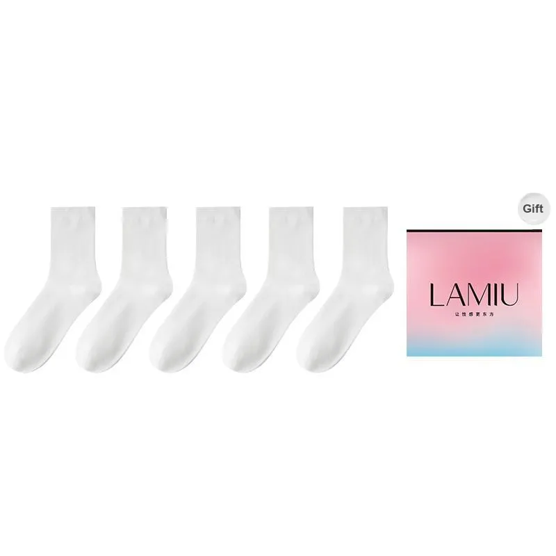 Lan Miao Mid Calf Socks Women's Shopping Bag 5 Pack-0
