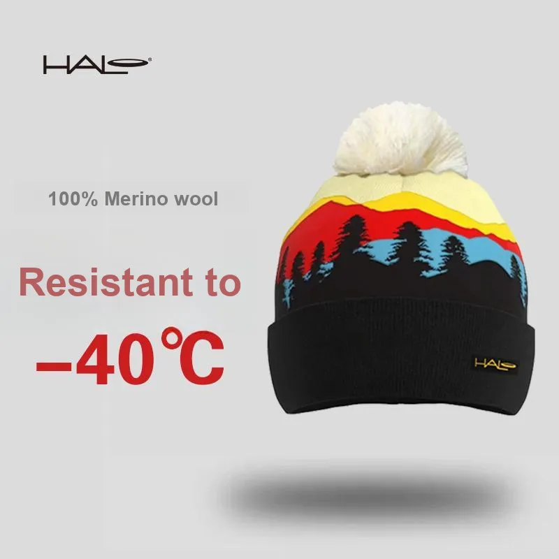 HALO Merino Beanies Unisex Black Forest Orange White-2