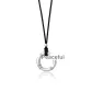 999 Fine Silver "Fu" Character Decorated Peaceful Circular Ring Necklace/Black