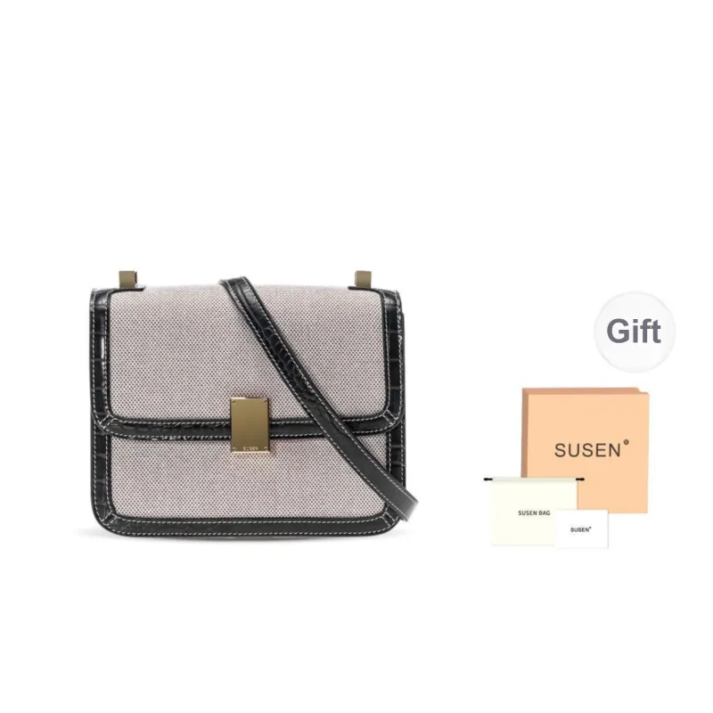 SUSEN Canvas Collection Minimalist Style Versatile Fashion Shoulder Bag Crossbody Bag Woven Tofu Bag-0