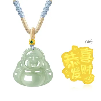 Lao Feng Xiang Hetian Jade Necklaces Green Jade Unisex