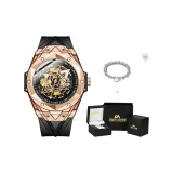 Rose Gold Case Black Strap (Bracelet+Box)