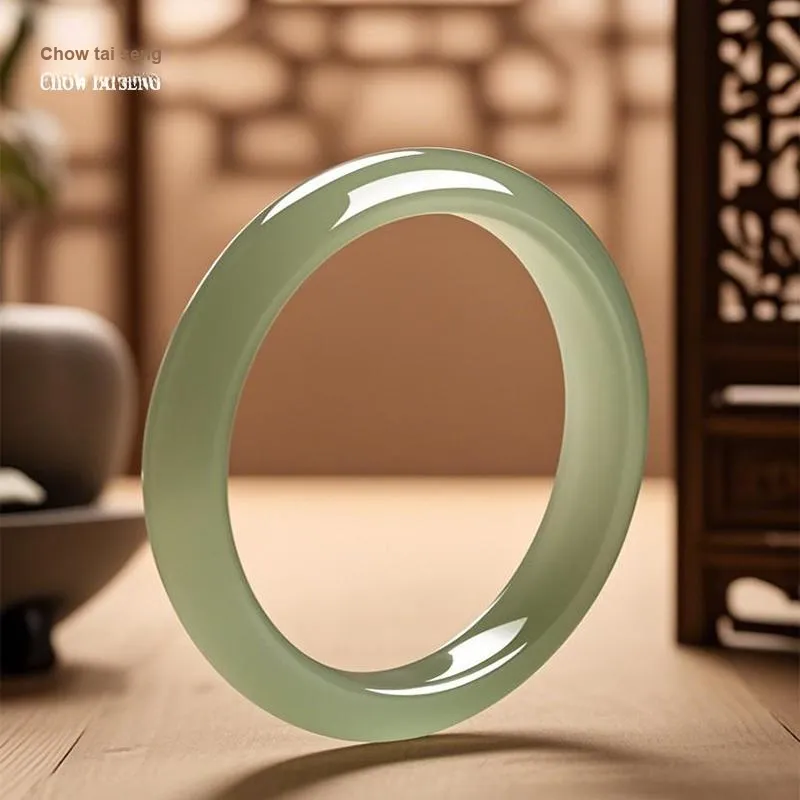 CHOW TAI SENG Bangles Pale Greenish White Jade Women's-3