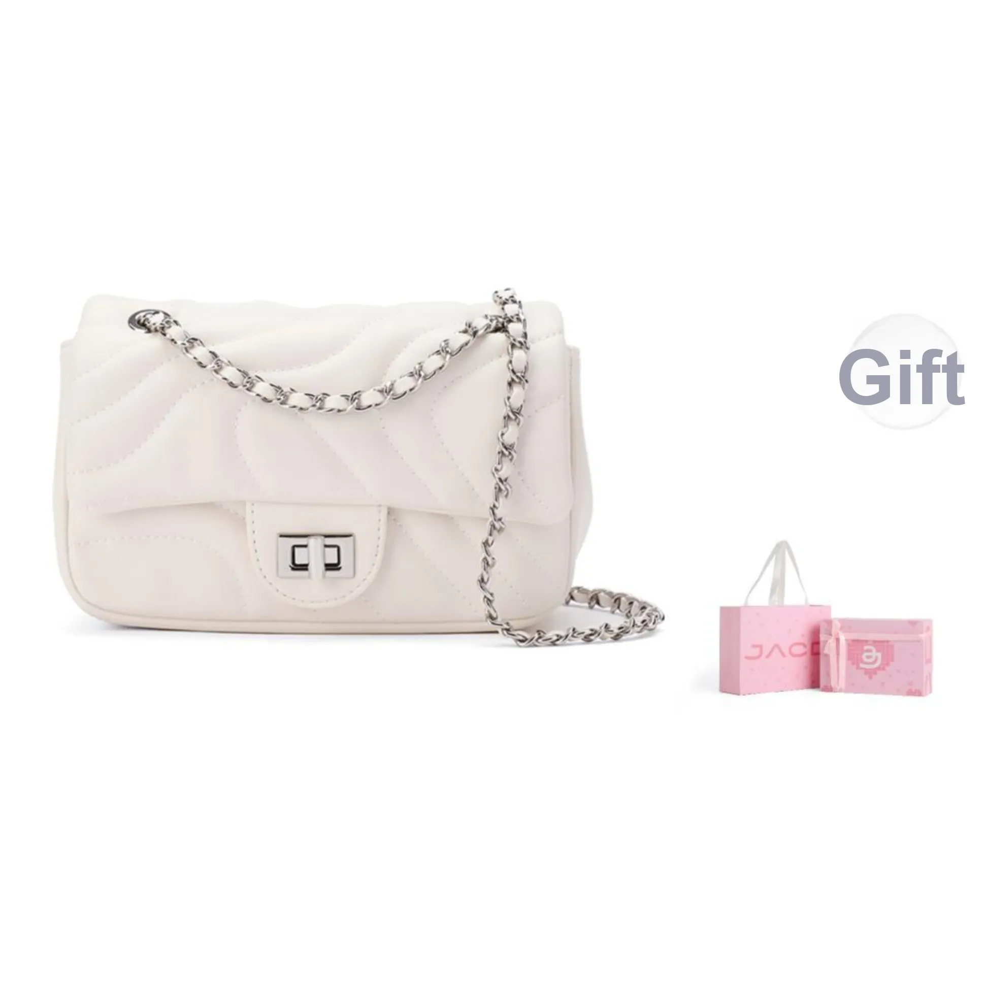 JACD PU Small Square Bag, Crossbody Bag, Shoulder Bag Regular Women's Black/White