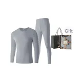 Men's Crew Neck Clothing Sets (Lilac Gray) Deer Velvet Heat/Seamless Antibacterial