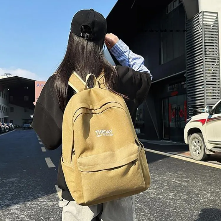 GEERDUN Canvas Backpack Regular Unisex Black/Pink/Khaki/Blue-8