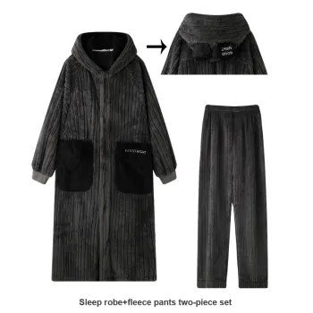 MEITENG Pajama Set Fall Winter Unisex Dark Gray Light Brown
