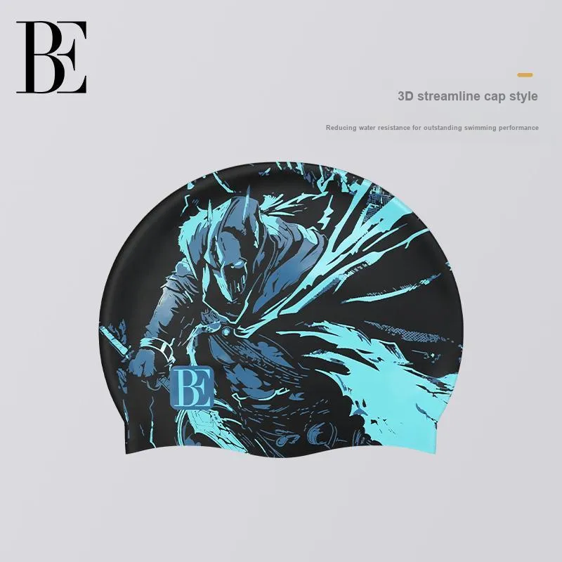 BALNEAIRE Swimming Caps Silicone Unisex 20*24cm Swordsman Blue-1