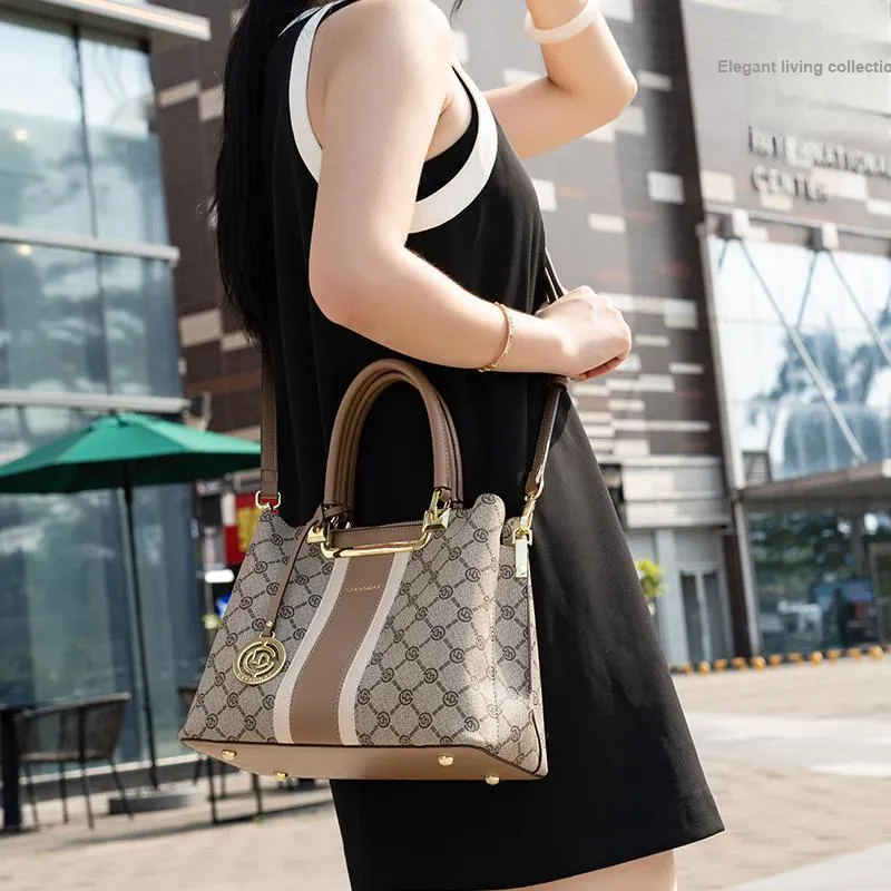 GELANDAI PVC Women's Crossbody Bag Handbag Women's Coffee/Gray Color-2