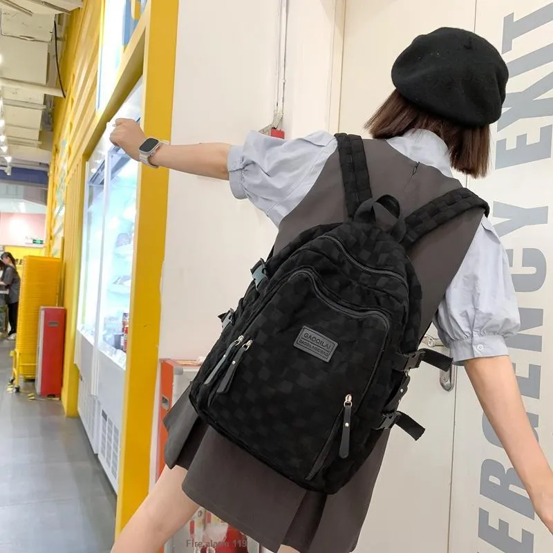 BAODIDAISHU Corduroy/Nylon Backpack Laptop Bag Backpack Women's Ecru/Black/Khaki/Blue-3