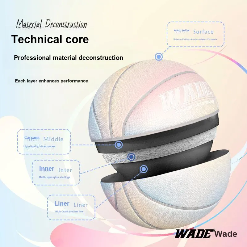 WADE PU Basketball Cream Gradient Size 7 Ball Training Unisex-4
