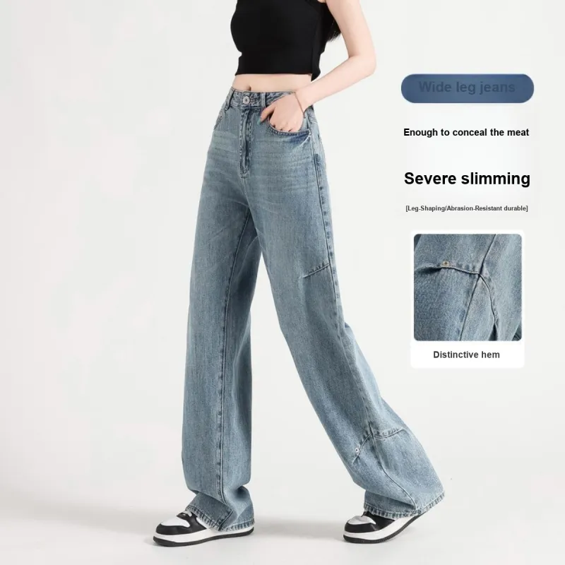 FAWENXIANGZI Jeans Women's Nostalgic Blue-1