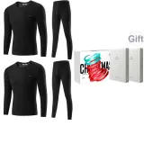 Silk 2-Piece Underwear Set (Black+Black) with German Fleece Heating/Premium Gift Box Set