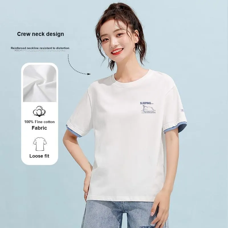 MIZIQI T Shirts Women's Blue Text 7962 Left Bust Minimizing, Blue White-4