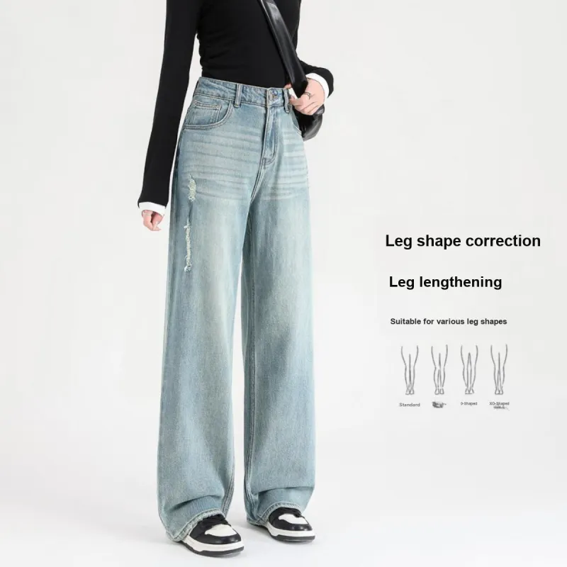 FAWENXIANGZI Jeans Women's Light Blue-7
