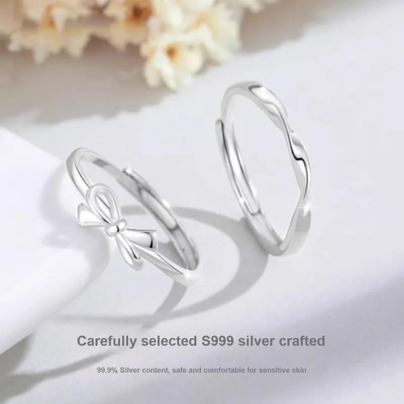 MGS 999 Silver Ring Forever Love Intertwined Love Pursuing Love With Elegance Refined Luxury Students Unisex-2