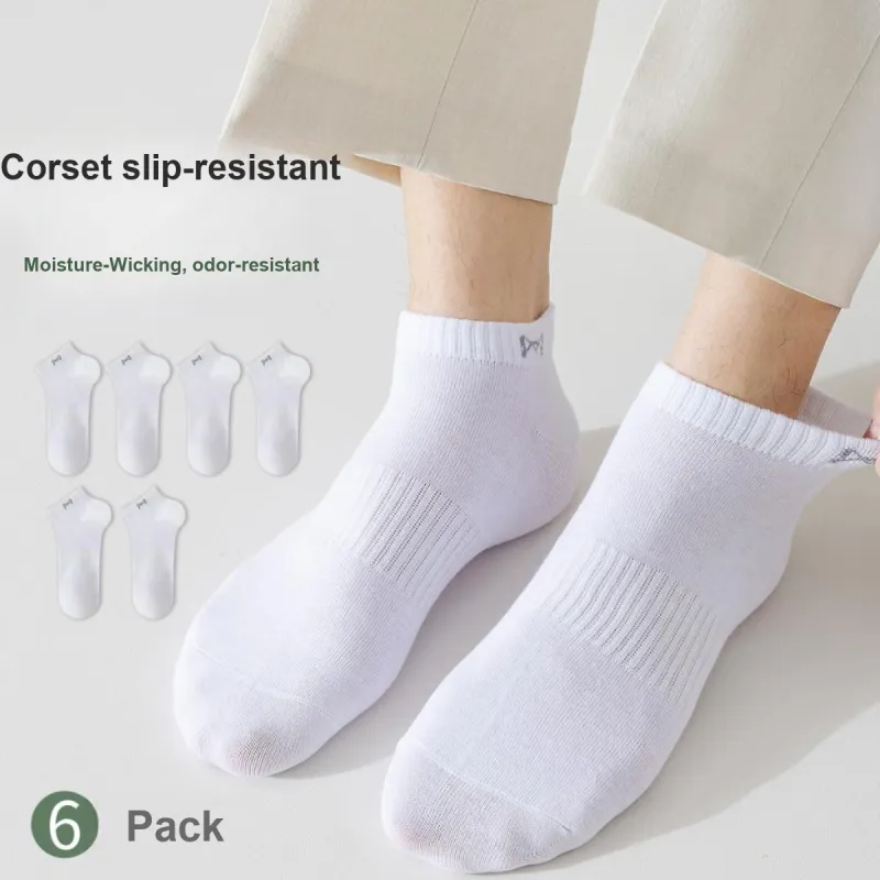 MIIOW No Show Socks Men's 6 Pack Pure White-2