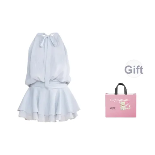 SKYA Без рукавов Платье Женское Синий Серый