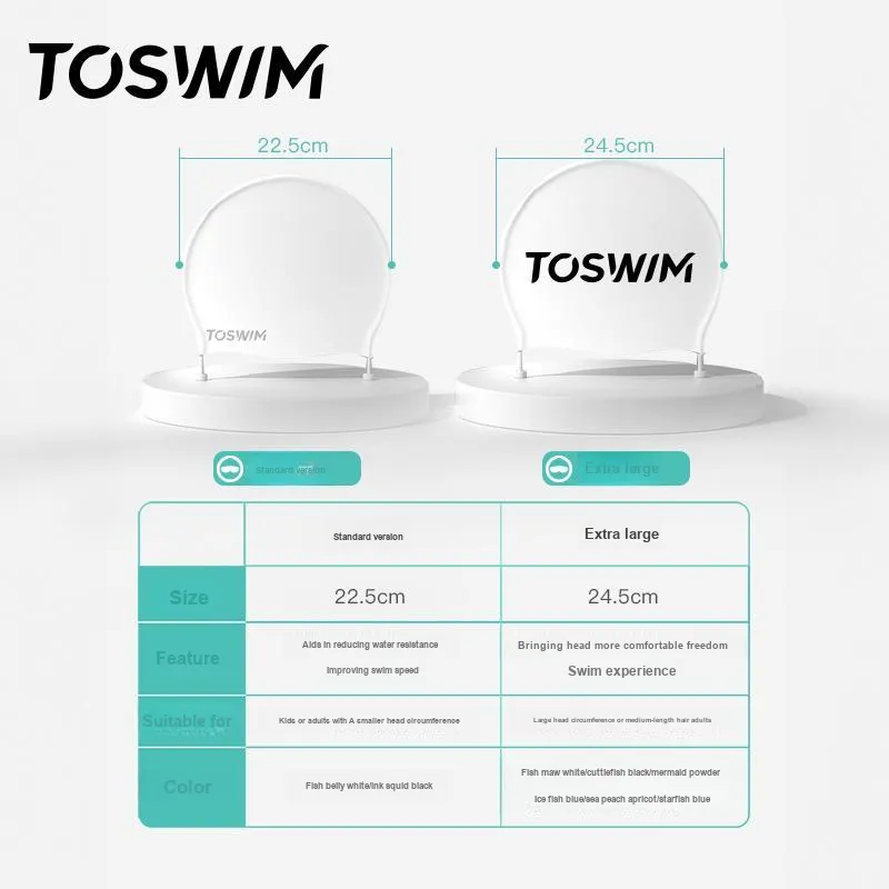 TOSWIM Swimming Caps Silicone Swim Women's-14