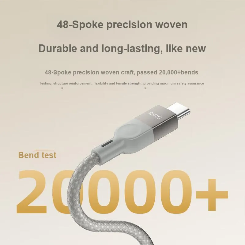 RIRO D50 1.5m Extended Length Type c To Type c 100W Upgraded Magnetic+High Density Yarn-9