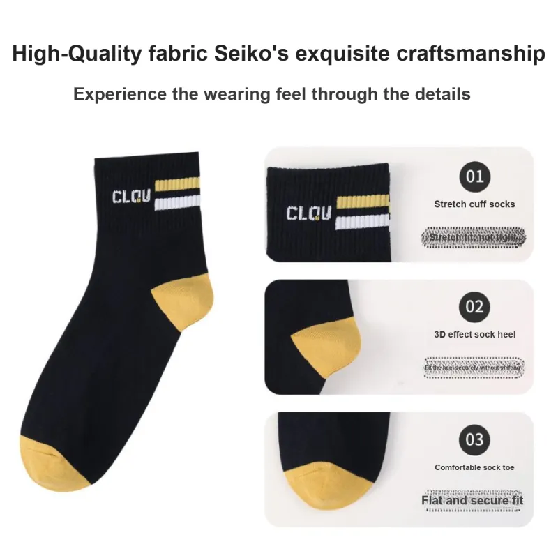 H YXIANG Mid Calf Socks Men's 5 Pack Multicolor-5