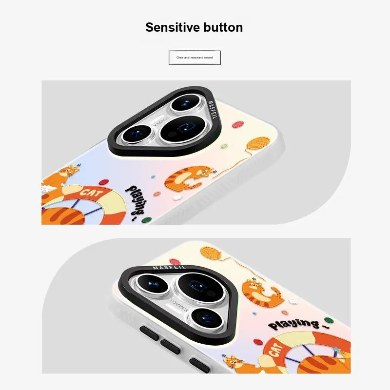Marsfield Acrylic Material Laser Magnetic Spinny Kitten Phone Cases Compatibility Huawei P70/60/50/40 Pro-4