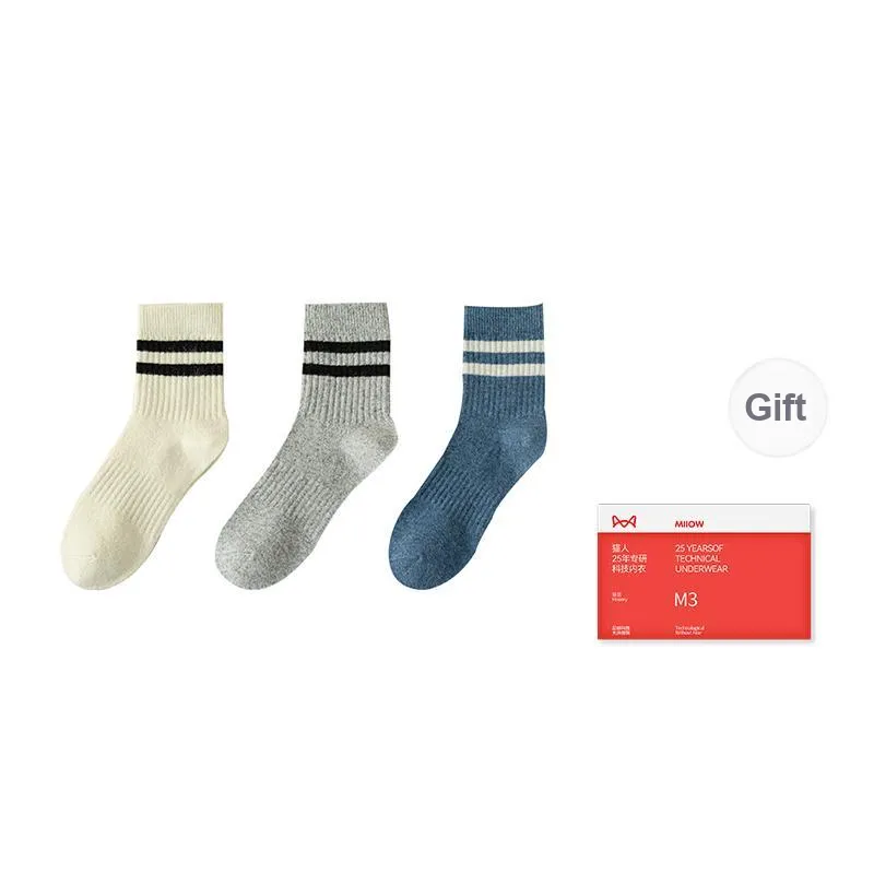 MIIOW Mid Calf Socks Women's 3 Pack-4