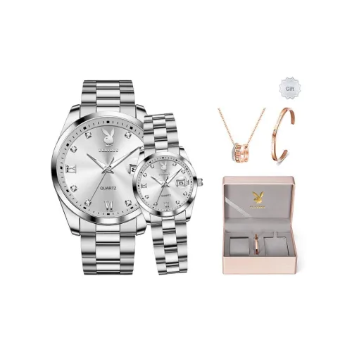 Playboy Кварцевый механизм ремешок из нержавеющей стали унисекс черный циферблат