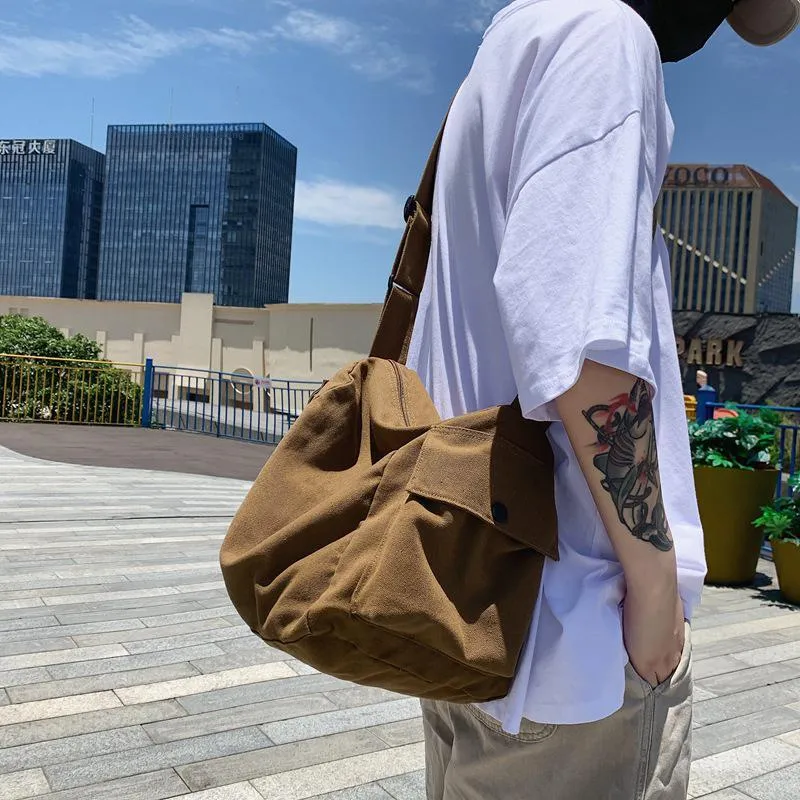 ALNI BITTON Canvas Diligence Canvas Bag Shoulder Bag Men's Black/Coffee/White-5