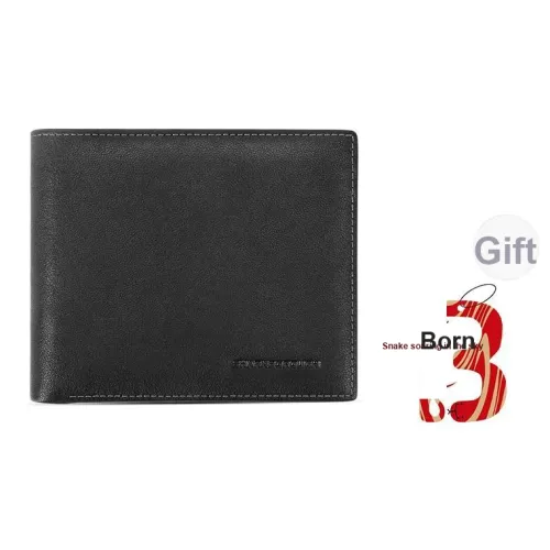 Sharkborough Натуральная кожа Кошелек из крупнозернистой текстуры коровьей кожи Кошелек стандартный мужской черный