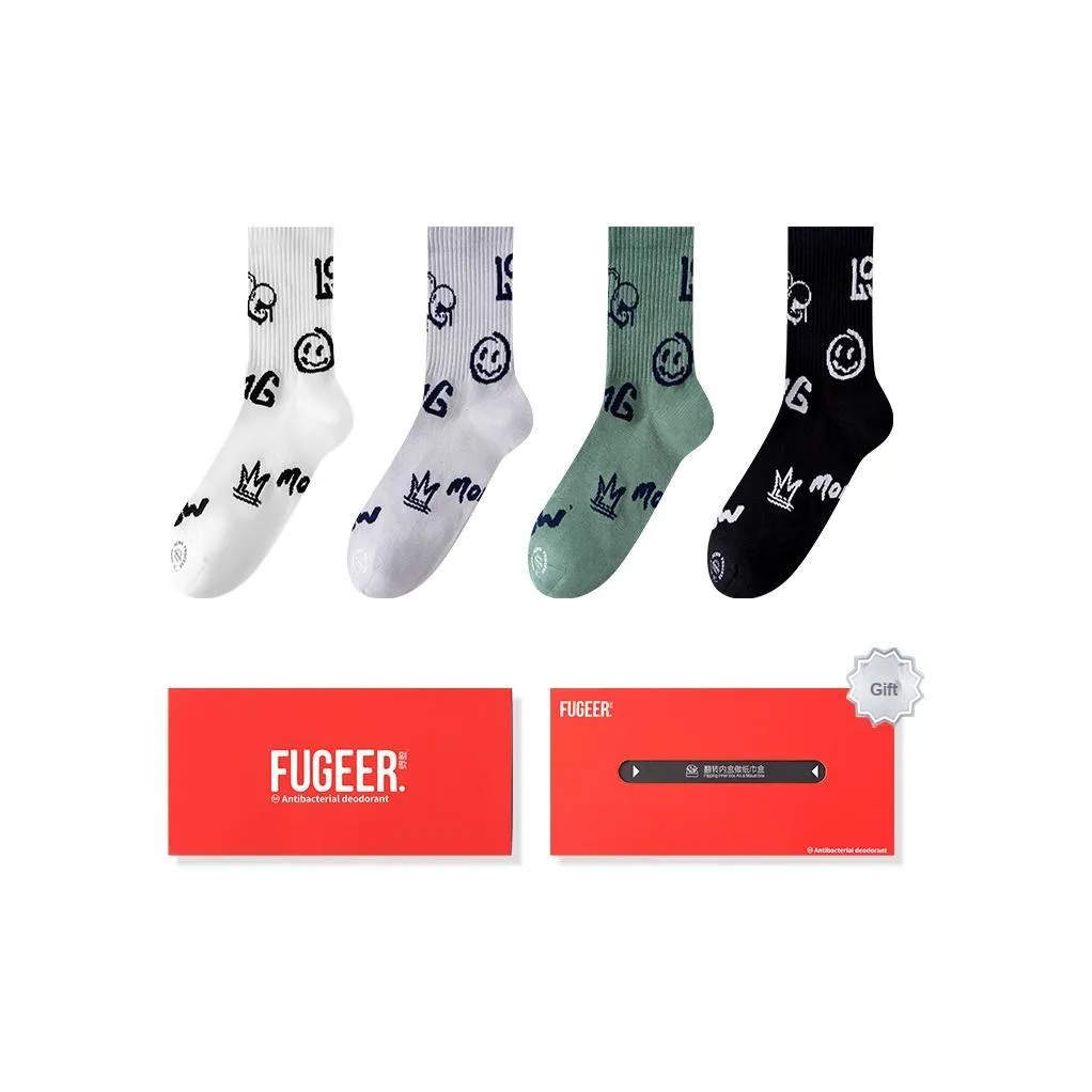 FUGEER Mid Calf Socks Men's 4 Pack