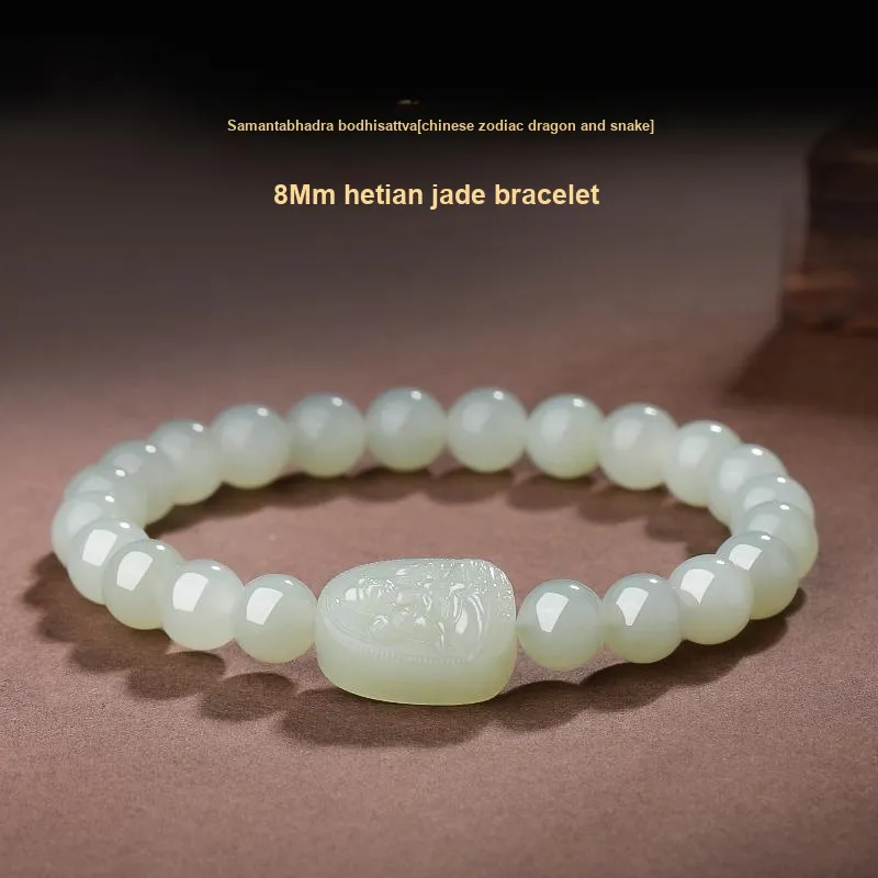 BYTHERE Hetian Jade Bracelets Pale Greenish White Jade Women's-7
