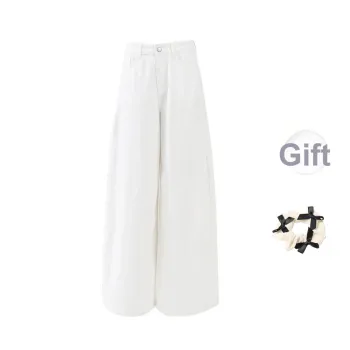 CPAURA Jeans Women's White+Bowknot Hair Tie Comes With