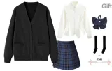 Black Cardigan+Cinched Waist White Long+Zhao Qianlan (42cm) Comes with Bow Tie+Calf Socks+Hanger