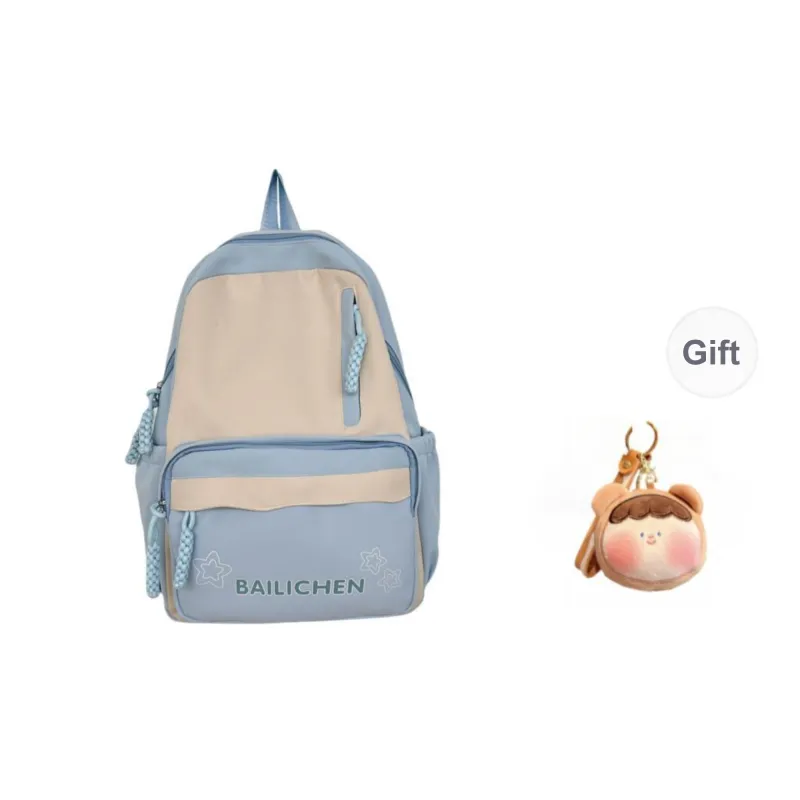 URBAN FOREST Nylon Backpack Unisex Pink/Violet/Khaki/Cyan/Lake Blue/Black-22