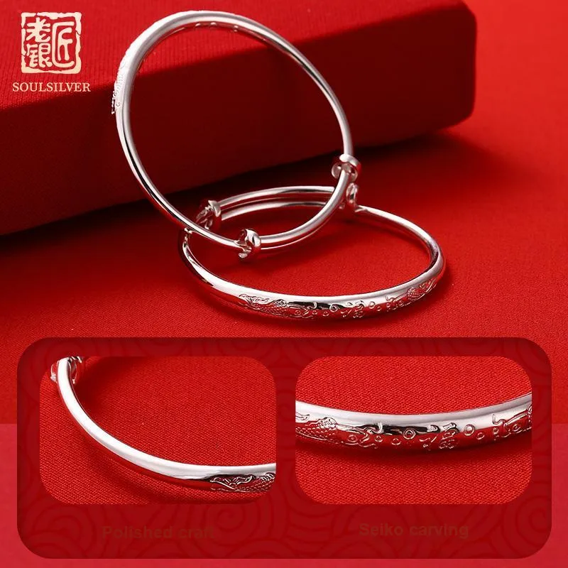 LAOYINJIANG S999 Fine Silver Bangles Kids'-5