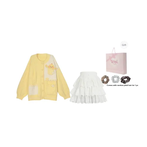 Snbl Трикотажная ткань Кардиган + Юбка Женские Комплекты с юбкой