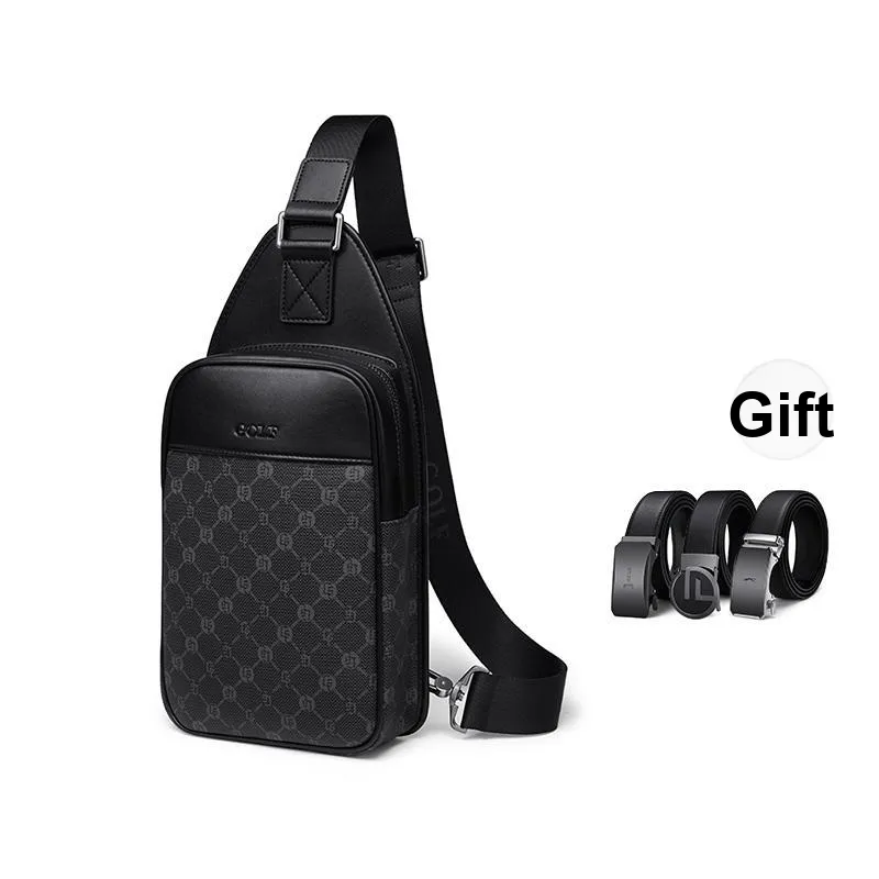 GOLF Pvc Father Dad Cell Phone One Shoulder Crossbody Fanny Pack Sling Bag Trumpets Men's Gray & Black-6