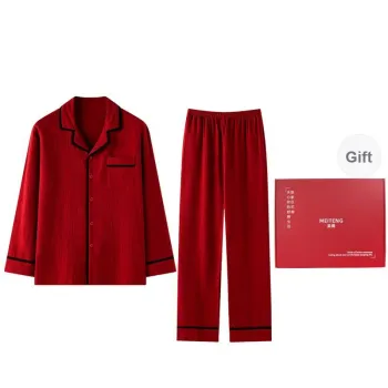 MEITENG Pajama Set Spring And Fall Season Men Red