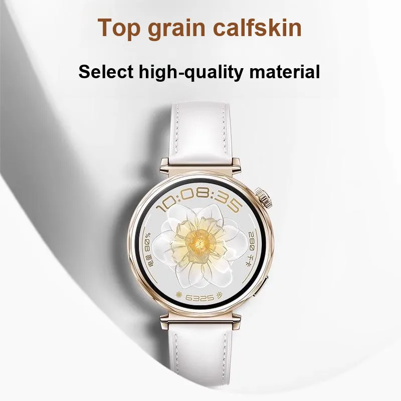FZRT Push Button Watch Bands Official Same Style Vegan Leather Pearl White Genuine Leather Strap Unisex-3
