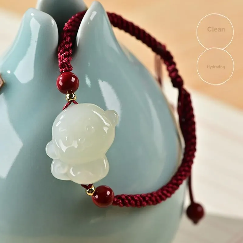 KUNYUYAO Hetian Jade Bracelets Pale Greenish White Jade Unisex-29