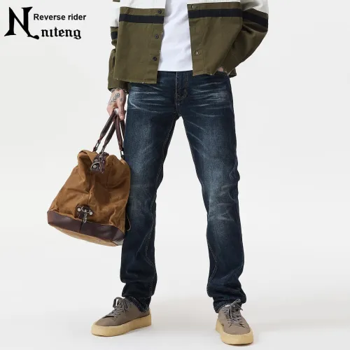 NITENG Синий Черный Мужские Джинсы