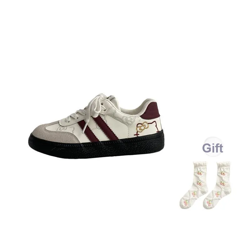 SHUXIAOBEI Low Top Skateboard Shoes Women's Beige Burgundy-9