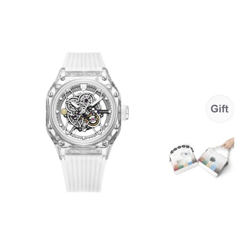 NIVADA Automatic Mechanical Movement Women's Watch Watch Cut-Out Dial Silicone Strap-0