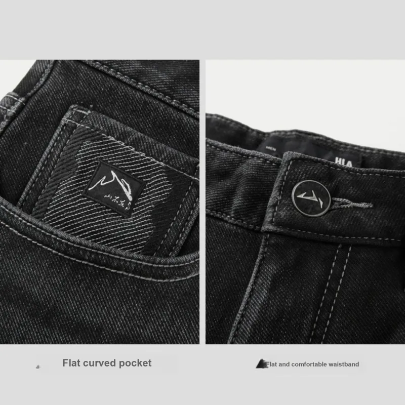 HLA Jeans Men Black Denim Gradient Dark 5G-4