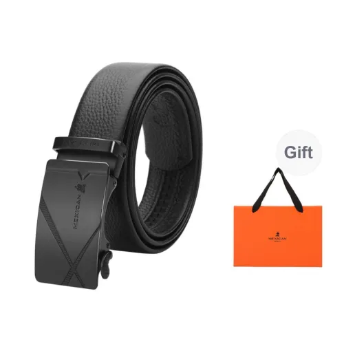 MEXICAN Detachable Lock Cow Leather Automatic Buckle Belt, Belt Men's Black 3.5cm