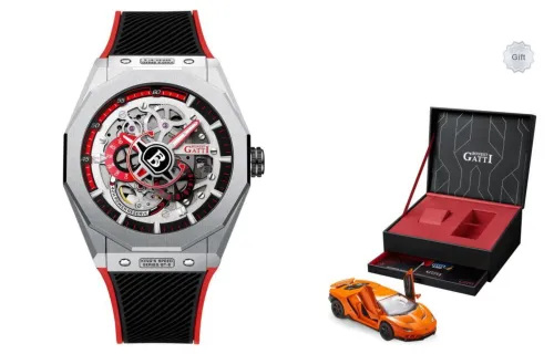 BONEST GATTI King Speed Automatic Mechanical Movement Rubber Strap Watch Men's Watches Red Watch Dial